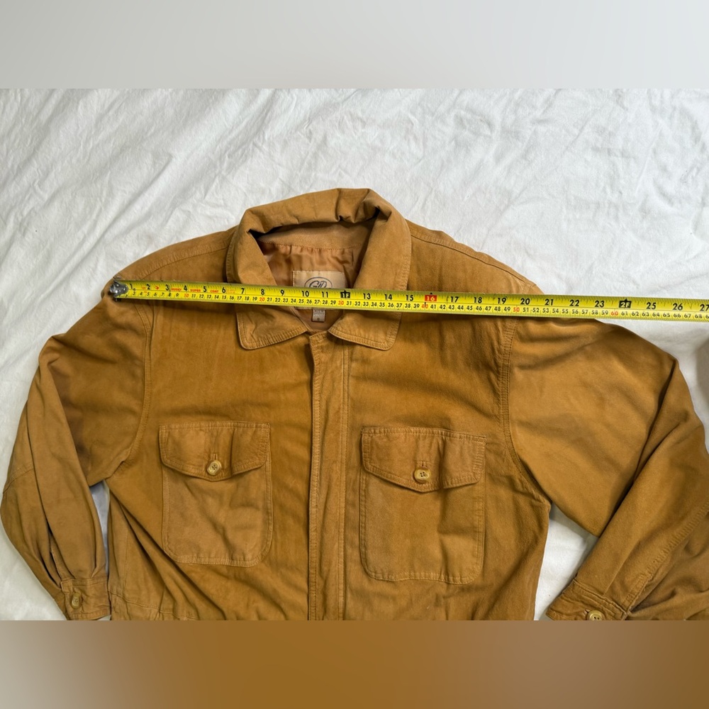 VTG Georgetown Leather Design Tan Suede Safari Jacket S Field Coat 100% Leather - Picture 12 of 14